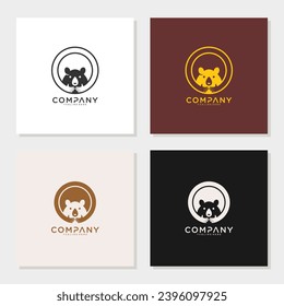 Bear two Hand Logo Negative Space Vector Template. Bear Holding Hand Symbol editable