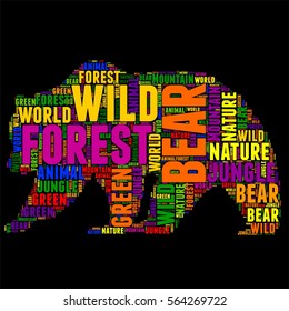 bear Typography word cloud colorful Vector illustration