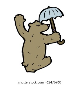 bear with umbrella cartoon