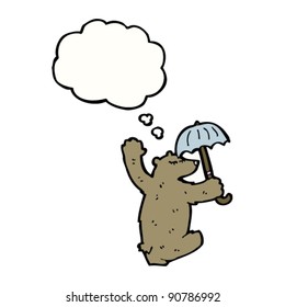 caricatura de oso con paraguas
