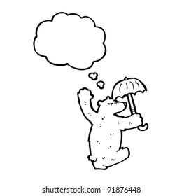 bear with umbrella cartoon