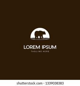 Bear Under Glass Moon Creative Logo Design