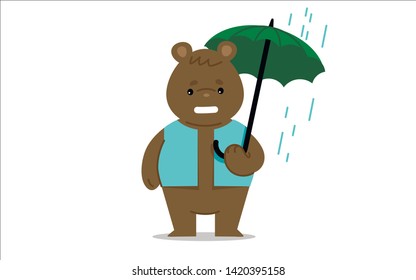 the bear under the green umbrella