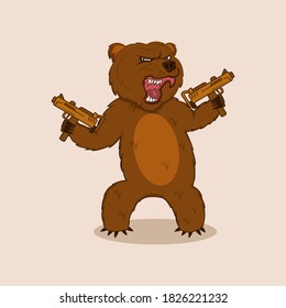 el oso usa un arma de rifle