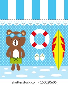 bear vacation in the beach