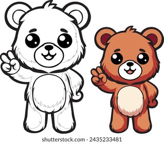 bear vector art for coloring book