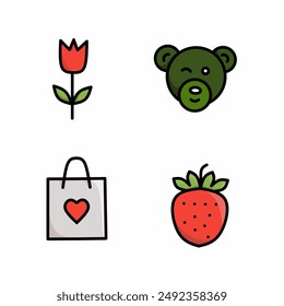Bear vector art icons, shopping bags, and icons for color editing purposes