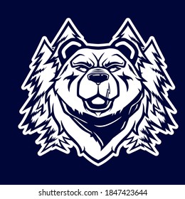 bear  vector black and white  for tshirt print