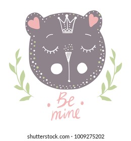 Bear vector. Cartoon doodle character.