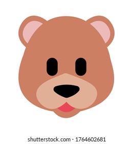 Bear Vector Cartoon. Bear Icon Emoji Illustration. A brown bear with round ears and a tan muzzle. A teddy bear.