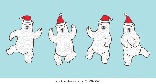 Bear vector Christmas icon logo polar bear Santa Claus Hat dance illustration cartoon