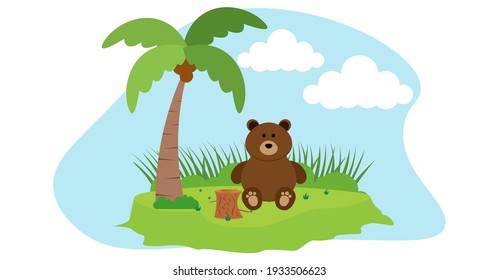 Bear Vector Cute Animals in Cartoon Style, Wild Animal, Designs for Baby clothes. Hand Drawn Characters