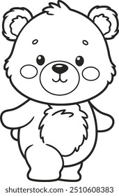 Bärenvektor, Niedlicher Zeichentrickbär, Lineart