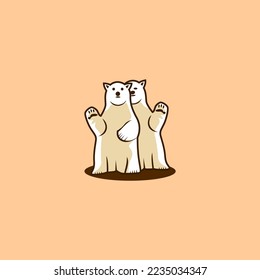 bear vector design illustration on pink background, flat design