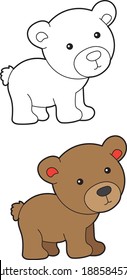 Bear vector drawing animal vector drawing, cartoon vector, line art and color