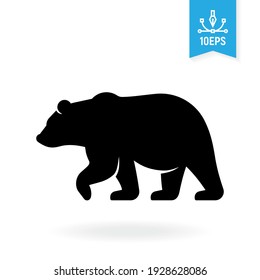 Bear vector icon. Grizzly blak silhouette symbol. Wild animal sign.