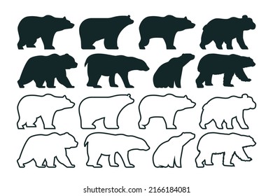 Bear Vector Icon Symbol Template. Bear Outline. Filled. Stroke Vector