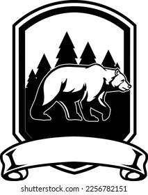 Ilustración vectorial de oso con logotipo de insignia de aventura
