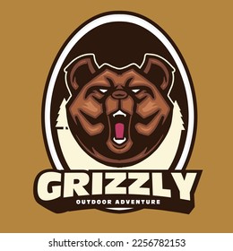 Bear vector illustration with adventure badge logo