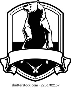 Bear vector illustration with adventure badge logo