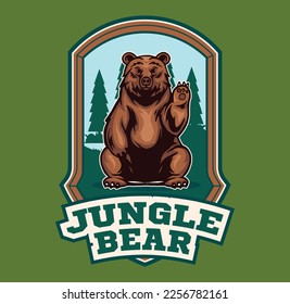 Ilustración vectorial de oso con logotipo de insignia de aventura