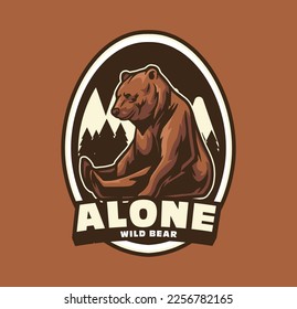 Bear vector illustration with adventure badge logo