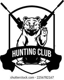 Bear vector illustration with adventure badge logo