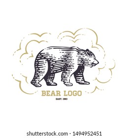 Bear. Vector illustration. Black and white vector objects.