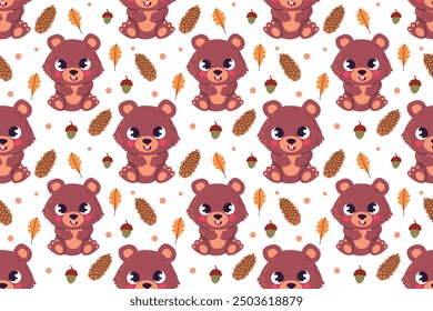 Bear vector illustration. Cartoon cute wild forest animal. Simple vector flat illustration of a bear in a sitting position on a white background. Used for web design and printing.