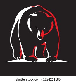 Bear - vector illustration, emblem design on dark background.