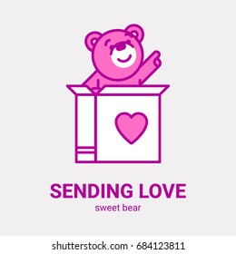 Bear vector illustration. Flat design illustrations for website, posters, stickers and pins