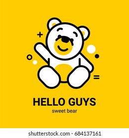 Bear vector illustration. Flat design illustrations for website, posters, stickers and pins