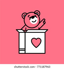 Bear vector illustration. Flat design illustrations for website, posters, stickers and pins