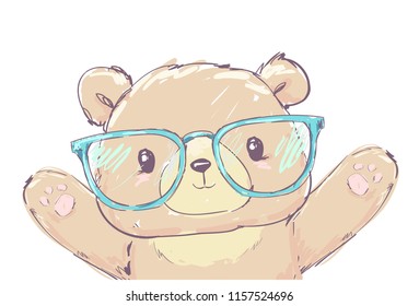 Bear vector illustration, Hand Drawn Illustration of Teddy Bear