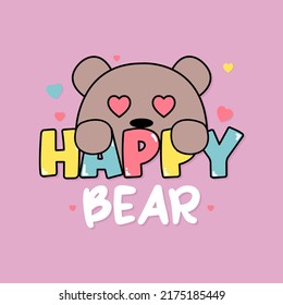 VECTOR DE OSO, ILUSTRACIÓN DE UN ANIMAL FELIZ, IMPRESIÓN DE LEMA