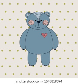 Bear, vector illustration in Scandinavian style. Funny, cute poster.
