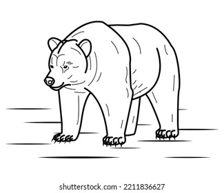 Bear vector illustration template for Coloring book. Drawing lesson for children