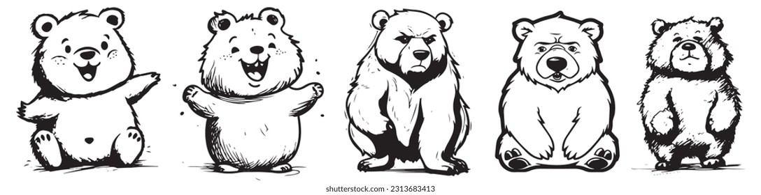 Imagen vectorial del oso en un fondo blanco. Silueta de ilustración de vector