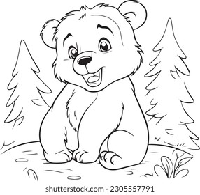Oso: estilo de dibujo de línea vectorial para páginas de color