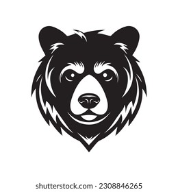 bear vector logo - black and white . Abstract drawing Vector illustration 