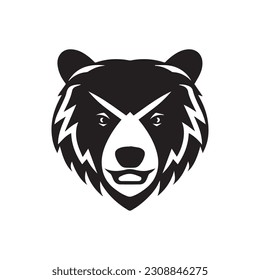 bear vector logo - black and white . Abstract drawing Vector illustration 
