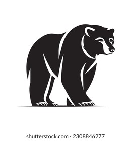 bear vector logo - black and white . Abstract drawing Vector illustration 