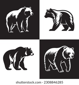 bear vector logo - black and white . Abstract drawing Vector illustration 