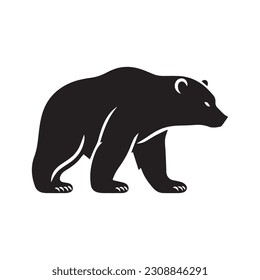 bear vector logo - black and white . Abstract drawing Vector illustration 