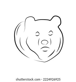 Bear vector logo. Bear vector silhouette icon. Bear drawn with lines.