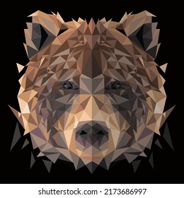 Bear vector, lowpoly, art, concept, for clothing, wallpaper, icon, logo, poster or any other purpose. This is a vector of a bear. Made with a combination of triangular shapes .