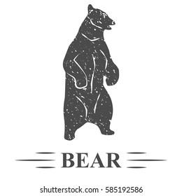 bear vector, bear with an open mouth, standing, white background, isolated. T - print, logo, sticker, emblem, single, stripe