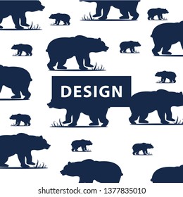 bear vector pattern, with bears that walk on grass and white background. elegant, unique, modern, background.