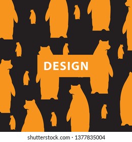 bear vector pattern, with a bear that stands colored orange. elegant, unique, modern, background.