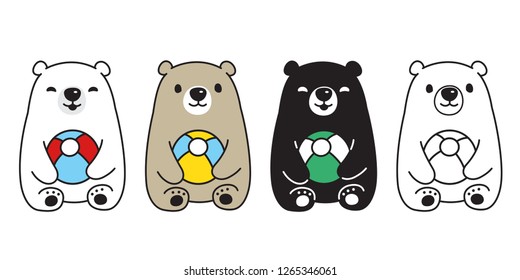 Bear vector polar bear ball balloon toy sitting cartoon character icon logo illustration